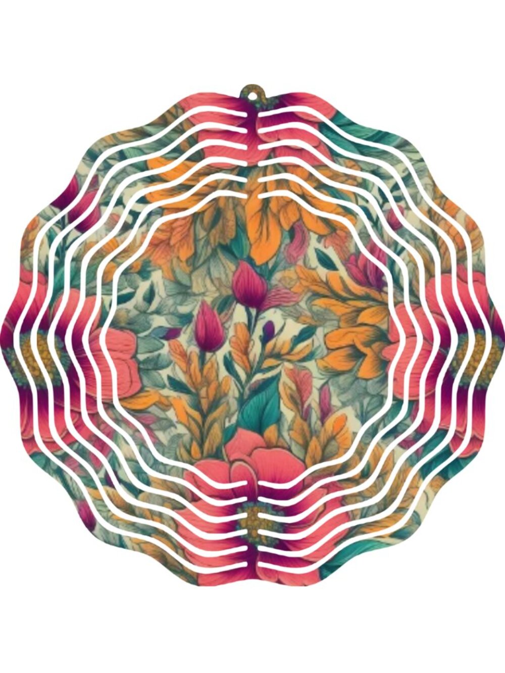 Vintage Botanical Wind Spinner 10" Metal Floral Mandala 3D Outdoor Garden Decor